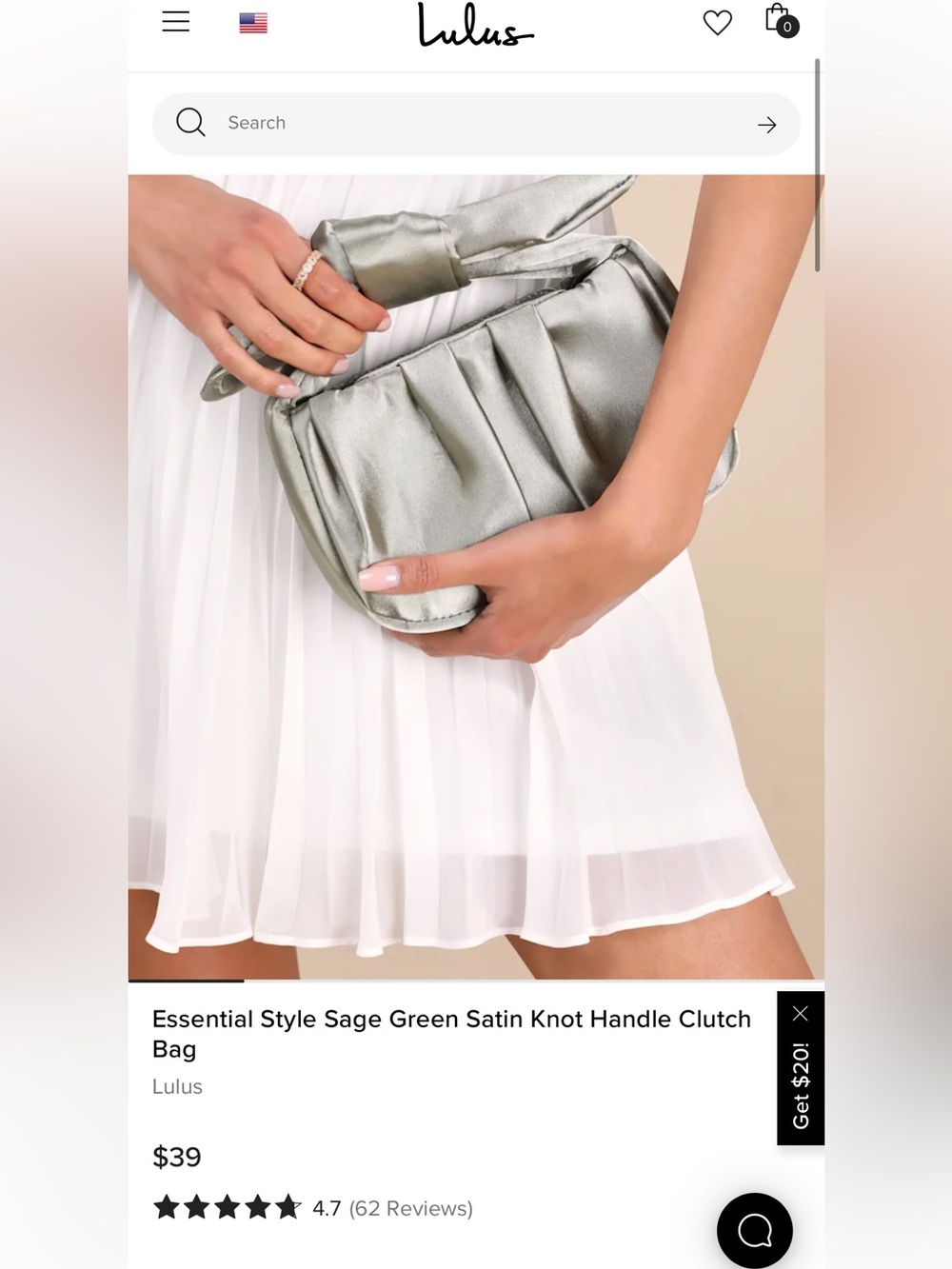 Essential style sage green satin knot handle clutch bag